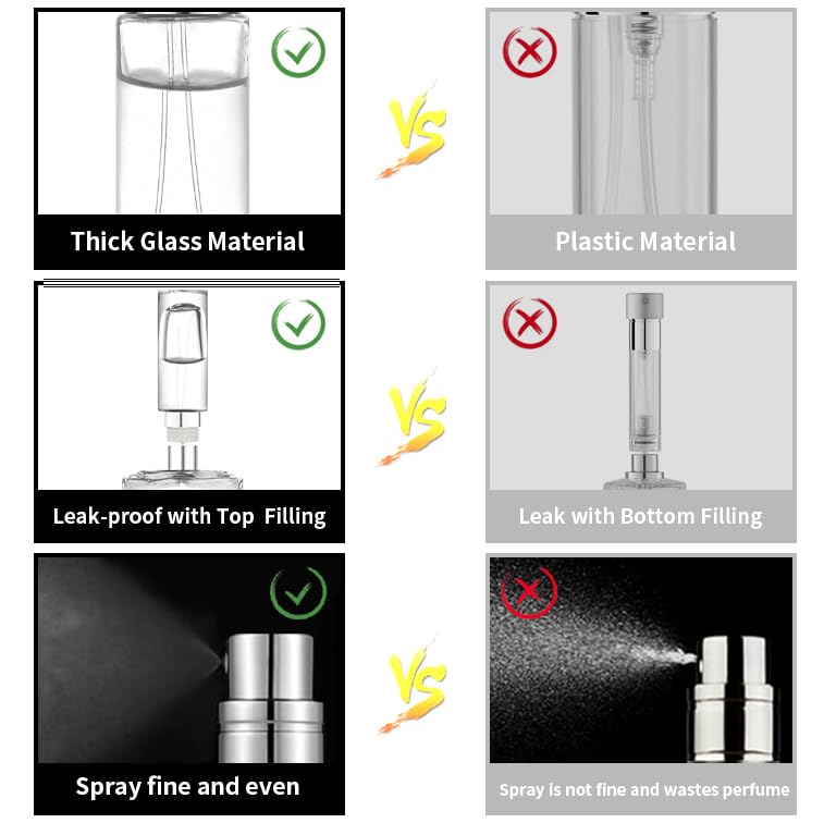 MUB 10ml Perfume Travel Refillable Atomizer Bottle Glass Unique Top-Filling Leak-Proof Spray Bottle Atomizer Sprayer for Perfume Cologne Mini Travel Size Empty Pocket Portable3