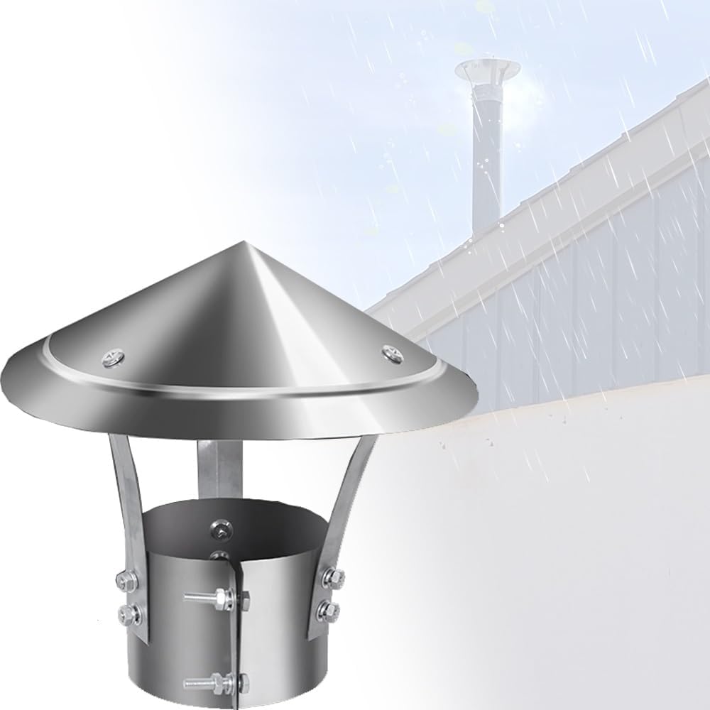 Tapered Top Chimney Cap, Stainless Steel Roof Chimney Protector, Fireplace Chimney Caps, Chimney Caps for Outside(9.8in)
