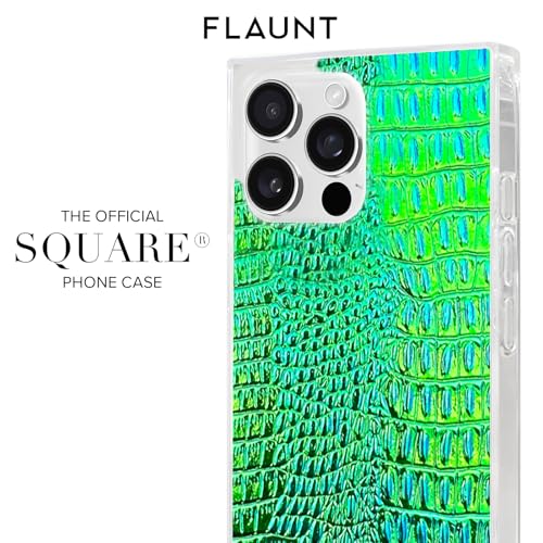 Flaunt Official Square Protective Case - Compatible with iPhone 16 Pro Max - Compatible with MagSafe & Wireless Charging - Drop-Tested & Shockproof - (Green Iridescent Crocodile Faux Leather) by FLAUNT - Used condition - Image 9