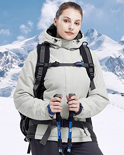 Camelsports Women's Puffer Jacket With Hooded Waterproof Thicken Warm Coat Full-Zip Insulated Windproof Parka Long-Sleeve Fashion Puffect #TOP5