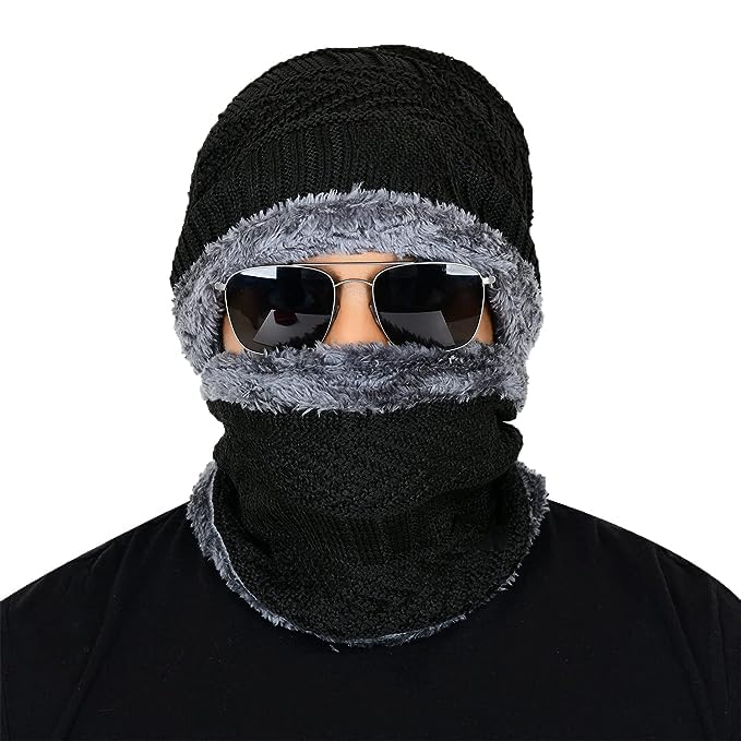 Winter Beanie Hat Scarf Set Warm Knit Hat Thick Fleece Lined Winter Hat & Scarf for Men Women-image-30