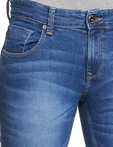 Image of Spykar Men's Solid Slim Fit Jeans (Size: 30)-ECKN-01BB-055-Mid Blue