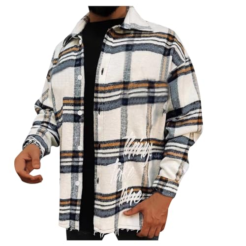 Camisas De Verano Hombre Camisa Lino Hombre Cuello Mao Camisa Hawaiana Hombre Manga Larga Camisa Hombre con Bolsillo Manga Larga Y Sin Pinzas En La Espalda o1-Beige,L