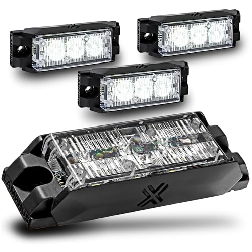 Image of LAMPHUS 4pc NanoFlare 3.5 inch 3W Clear White LED Surface Mount Police Grill Strobe Warning Lights [SAE Class 1] 12V Rectangle Grille Flashing Emergency Fire Lights for Truck Cars Vehicle Van