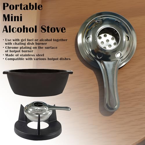 Stainless Steel Fondue Burner 3.5\" Wide Portable Safety Cover，with Fondue Pot Fuel Compatibility， for Camping Catering Emergency Outdoor Cooking - Thumbnail 7