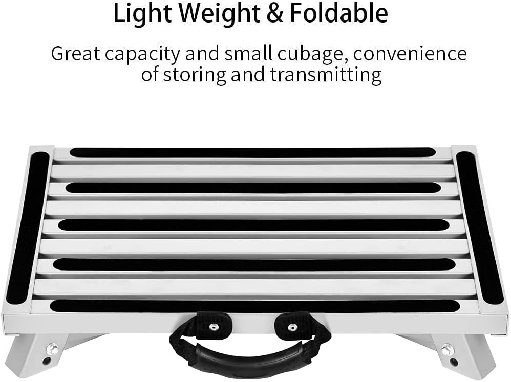 Safety RV Steps, Folding Platform Heavy Duty Aluminum Stool with Anti-Slip Surface, Reflective Strips, Rubber Feet, Portable Handle, RV Camper Step Stool 330LB Capacity