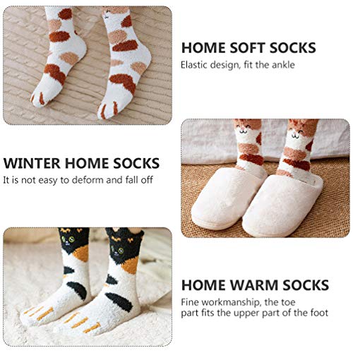 KesYOO 5 pares de meias femininas de inverno super quentes, macias e aconchegantes, meias fofas para