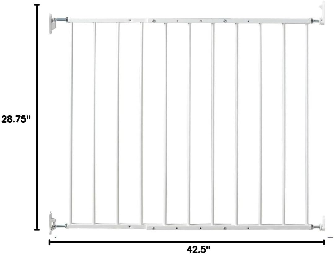 KidCo Quick Install Safeway Top of Stairs Quick Release Baby Gate for Blocking Stairs or Hallways and Dividing Rooms, 42.5 x 28.75 Inches, Steel, White