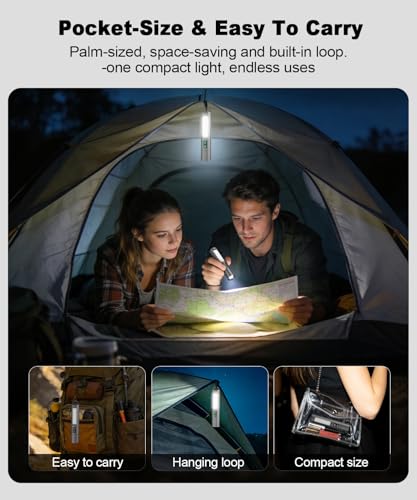 Small Powerful Flashlights,LED Pocket EDC Flashlight Rechargeable with Magnetic Base&Hanging Loop,1500 High Lumens,Dual Switch,COB Red Light,7 Modes,USB C Flash Light for Home Emergency Car Camping2PC — view 3