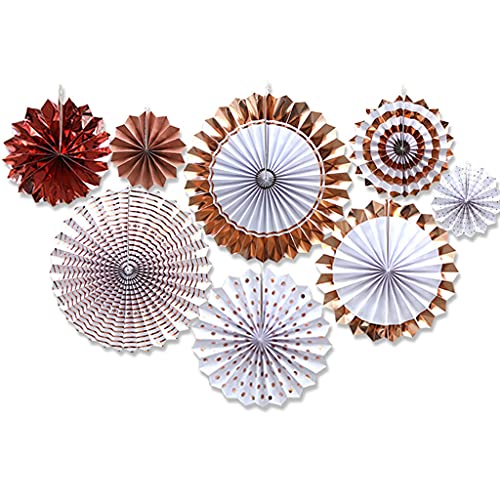Boonee Dekorative Papier rosetten Roségold Papier Fächer 8er Party Deko Hänged Papier Blumen Wand Dekor Papier Dekoration Cover