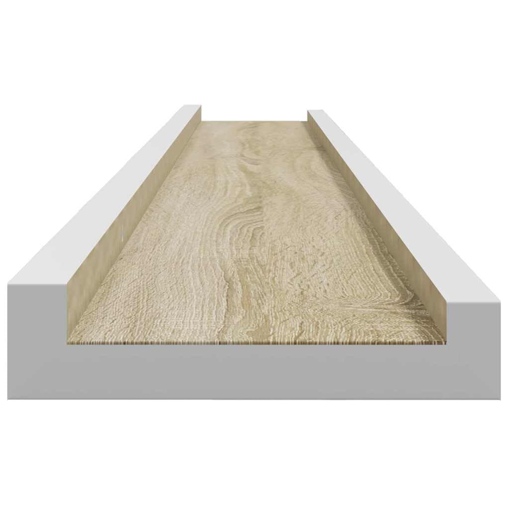 Set di 4 mensole da parete in MDF bianco, rovere Sonoma, 100 x 9 x 3 cm | Mensole sospese decorative per soggiorno e camera da letto per esporre piante, libri e decorazioni.