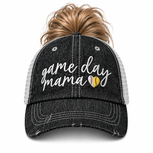 Gorro de béisbol para mamá con coleta desordenada gris oscuro miniatura 1