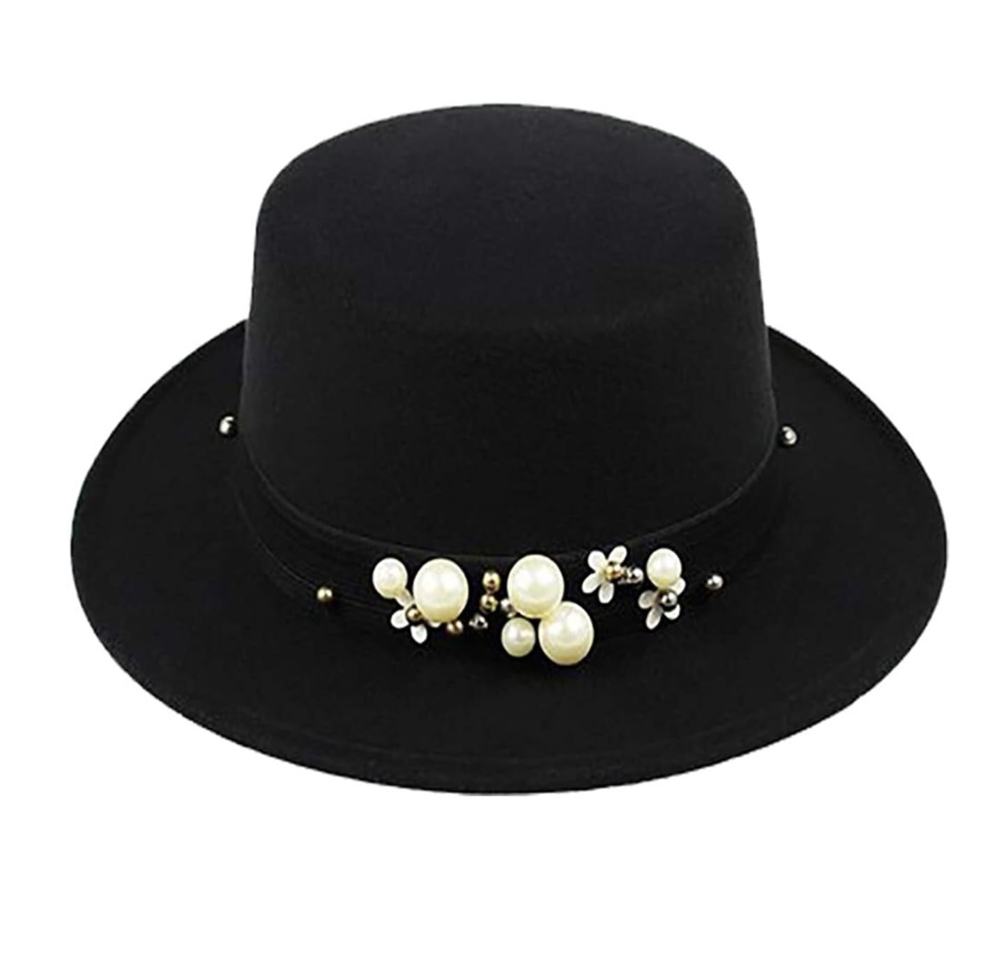 Cappello Uomo Donna Invernale Cappello A Cilindro da Donna Cappello A Cilindro Piatto Fedora A Tesa Larga Autunno Inverno Berretto Invernale Uomo Donna (Color : Siyah, Size : One Size)