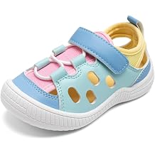 Meckior Boys Girls Summer Outdoor Sport Sandals Closed Toe Beach Shoes Walking Hiking Adjustable Upper for Toddler Little Kid