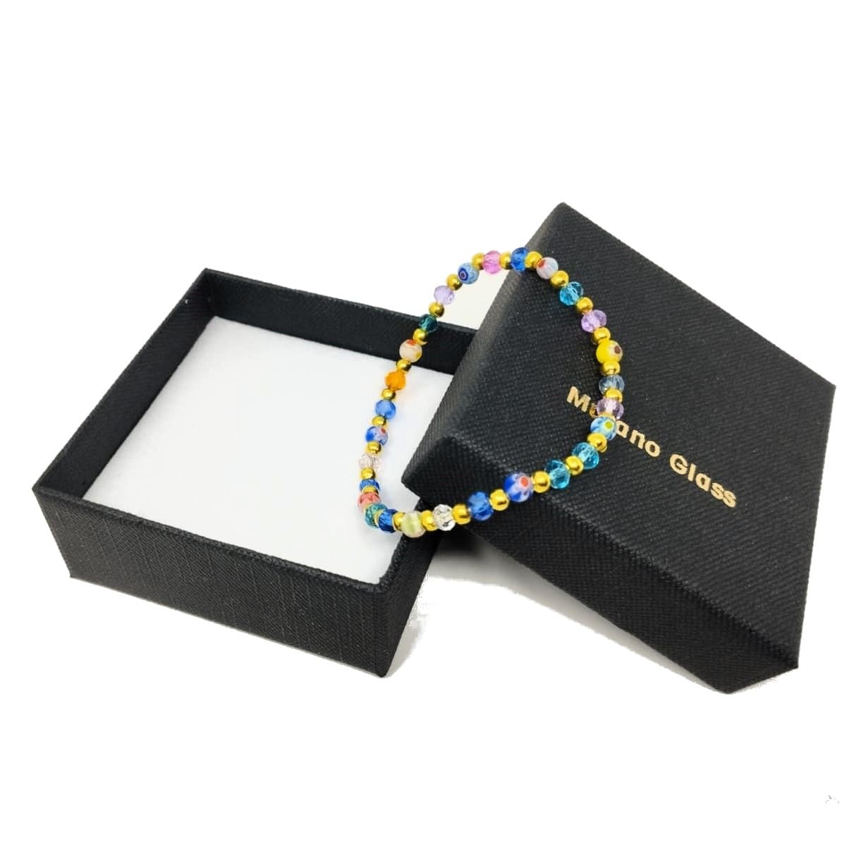 Sospiri Venezia Frauen-Armband mit 7 Glasperlen 8 mm Durchmesser Original Muranoglas - Geschenkidee Schmuckstück Made in Italy zertifiziert