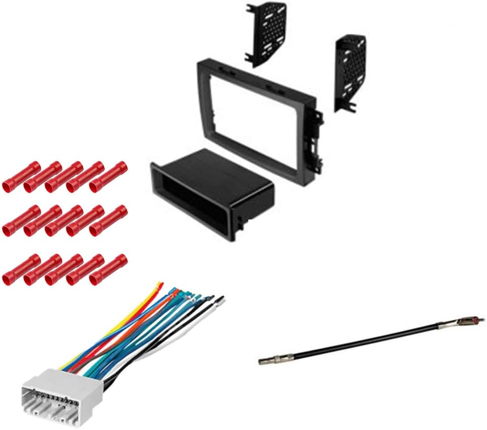 CACHÉ KIT735 Bundle with Car Stereo Installation Kit for Chrysler 300 with OEM Nav 2005 – 2007 in Dash Mounting Kit, Harness, Antenna for Single or Double Din Radio Receiver (4 Item)