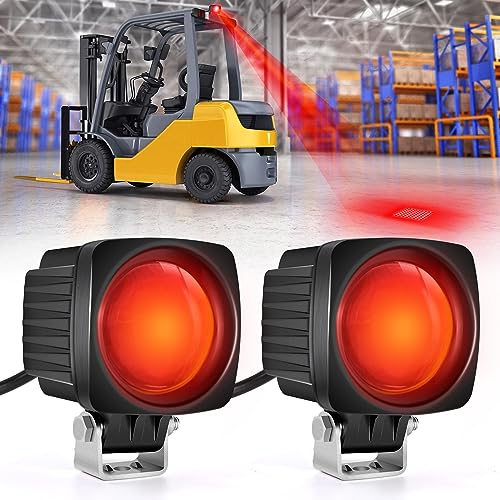 eTzone NewSquare LED Forklift Safety Lights Red Forklift Backup Lights 10W DC 12-100V Warehouse Pedestrian Warning Spotlight - 2Pack by eTzone - Used condition - US$51.60
