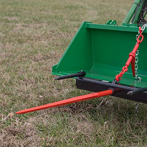 Titan Attachments 49" Hay Bale Spear Attachment with Stabilizer Spears, Universal HD Front Skid Steer Tractor Loader Bucket Attachment, 3000 LB Capacity - Thumbnail 5