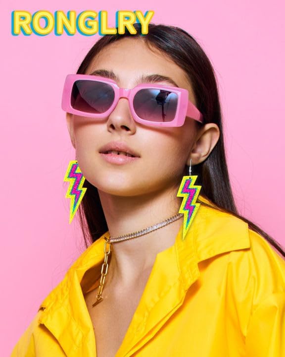 80s 90s Earrings for Women Colorful Lightning Acrylic Drop Earrings Neon Earrings Bulk for 80's 90's Outfit Glow Party Halloween 80s Accessories Jewelry - Image 6