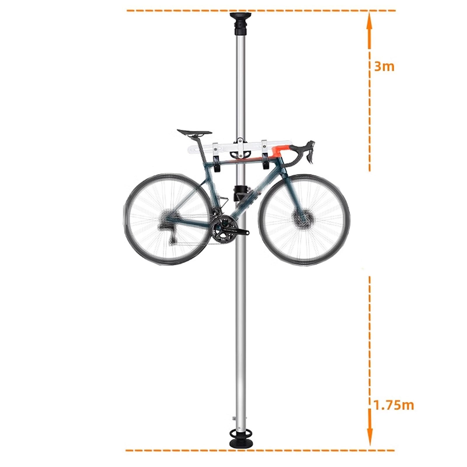 Pionowy Stojak Rowerowy do Garażu 3/4 M, Metalowy Stojak Parkingowy Bez Wiercenia, Wysuwany Pionowy Stojak na Rowery, Nośność 100kg, Możliwość Zawieszenia Roweru(3m/2)