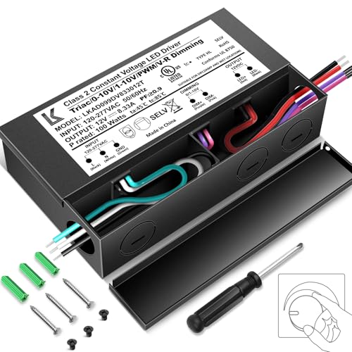 Image of 12V 100W Dimmable LED Driver, 5-in-1 Triac /ELV /MLV /0-10V /1-10V /PWM /V-R Dimming AC to DC Power Supply, IP67 Waterproof LED Transformer, UL Listed, Compatible with Lutron & Leviton Dimmer
