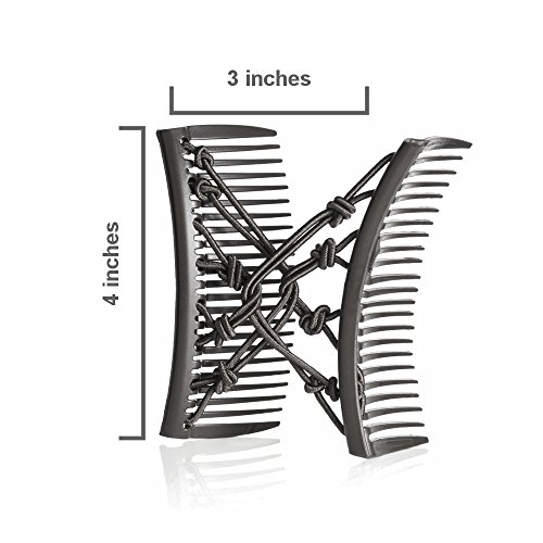 Original Comfy Comb - Double Comb for Curly Wavy Hair - No Slip, Ouchless, Adjustable & Simple Long Lasting Updo's (Plastic, Black)