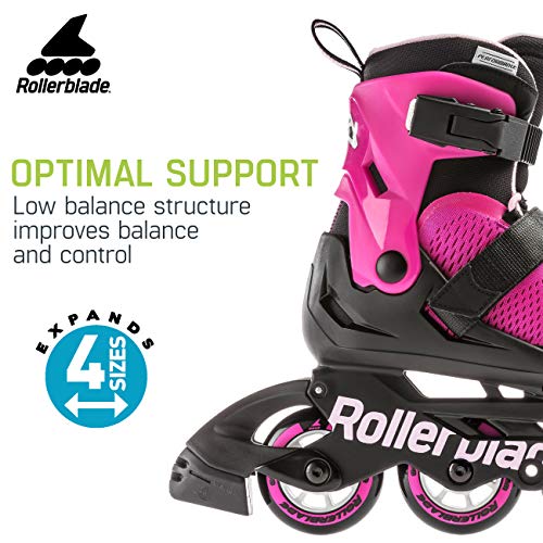 Rollerblade Microblade Boy's Adjustable Fitness Inline Skate, Black and Red, Junior, Youth Performance Inline Skates, Size Kids 11J-1