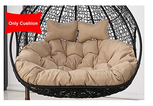 LDIW Columpio Cesta Colgante del Amortiguador de Doble Asiento, Colgantes de Huevo Hammock Chair Pads(Solo Cojín,No Hay Columpio),Caqui,110x150cm