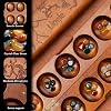 Deluxe Mancala Set: Real Wood Hinged Board with 48 Natural Multicolor Stones - Authentic African Petroglyphs, Foldable Design for 2-Player Strategy Game
