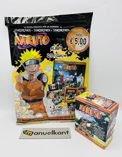 manuelkant Starter Album + Scatola Box da 24 bustine di figurine per la raccolta di Naruto Avventure Ninja