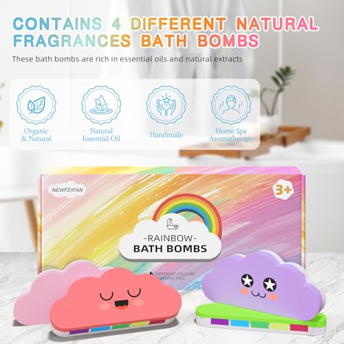 Rainbow Bath Bombs for Kids, Boys & Girls Gifts, Colorful Dissolving Toys with Surprise Colors, Safe & Non-Toxic DIY Bath Time STEM Learning Activity, Bath Toys Ages 3-12 — view 3