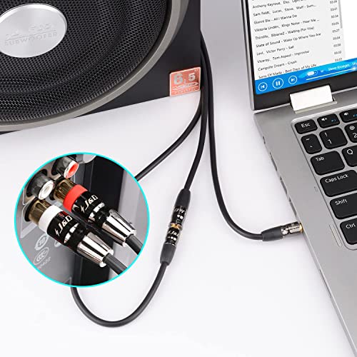 J&D 3.5 mm to Dual RCA Audio Cable, Gold Plated Copper Shell Heavy Duty 3.5mm Female to 2 RCA Male Stereo Audio Adapter Cable Adapter Cord, 3 Meter - Image 5