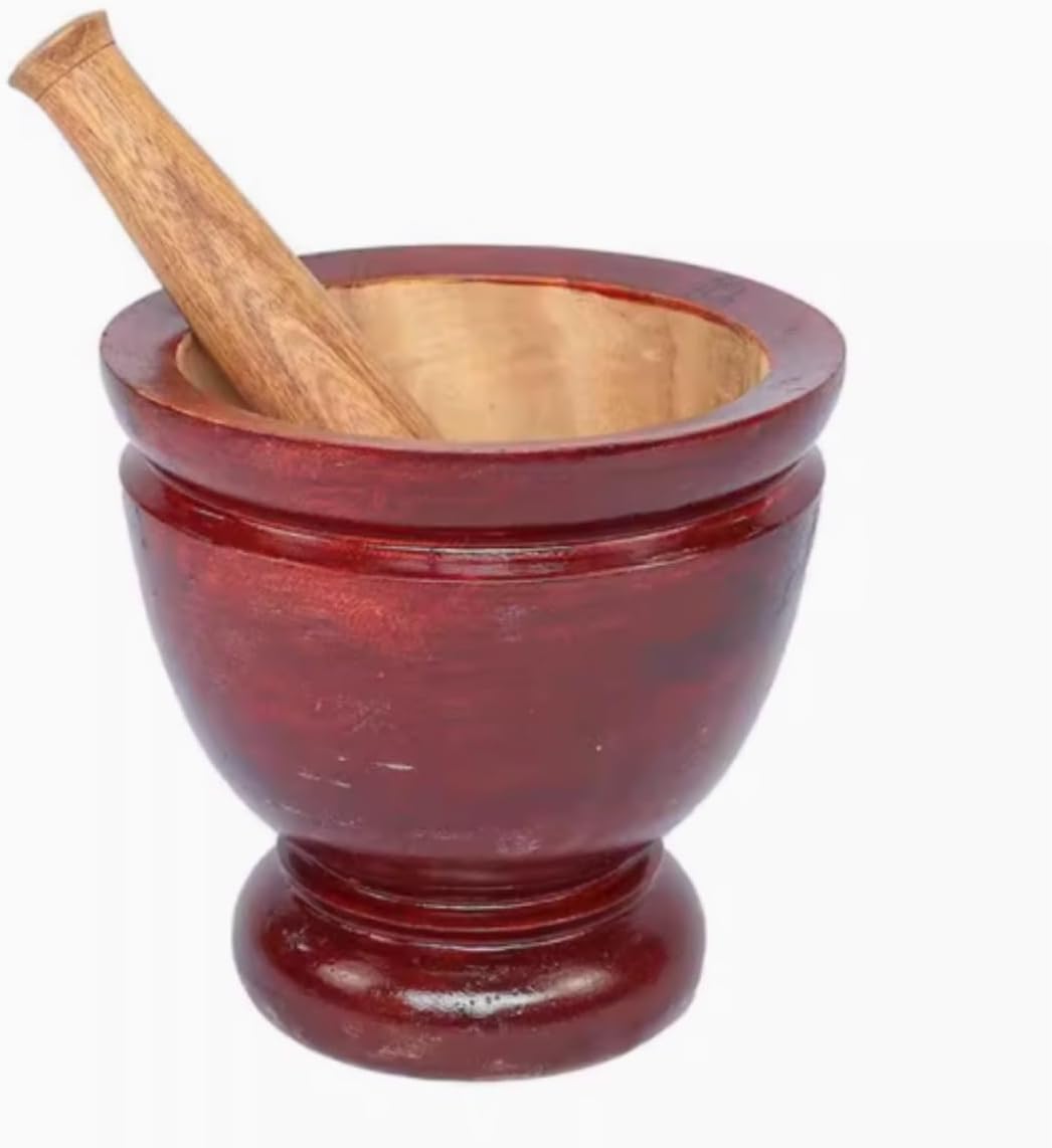 Mortar Pestle Set Dai Style Mortar Household Wooden Garlic Pounder Pepper Pestle Set Kitchen Grinder