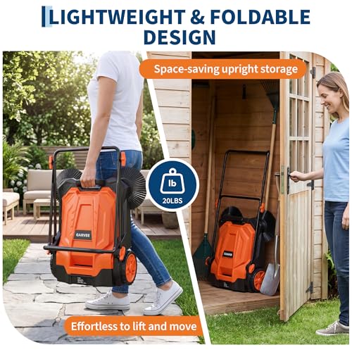 Image of Garvee Hand Push Floor Sweeper, 25.6 in Non-Electric Sweeper, 5.25 Gal Bag