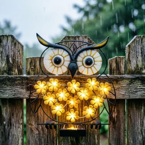 Luminaire solaire hibou en métal forgé, décoration murale haut de gamme
