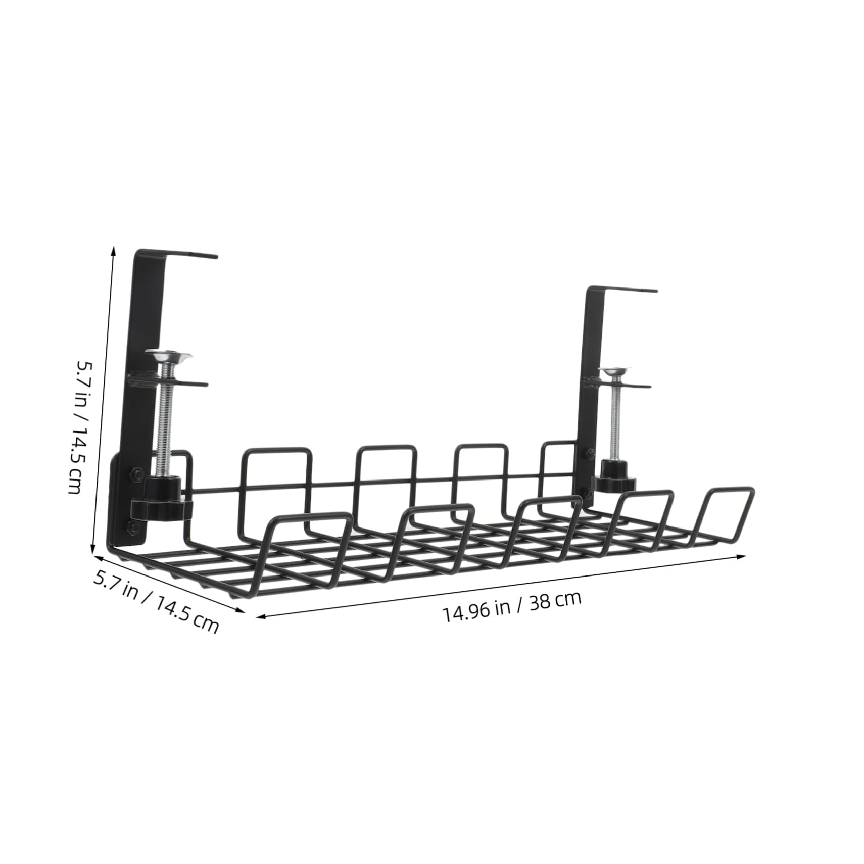 Support de Rangement pour Câbles en Acier au Carbone Noir sous Bureau