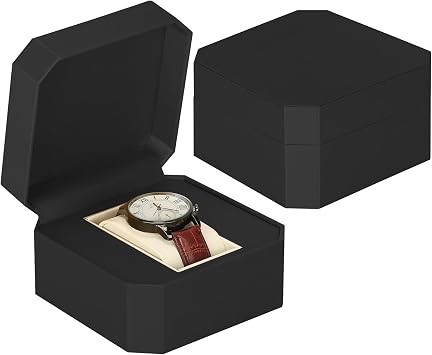 Single Watch Gift Box for Men Women, PU Leather Watch Case with Removable Soft Pillow, Wristwatch Travel Storage Display Holder Boxe Black