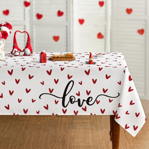 Horaldaily Valentine Tablecloth 52 x 70 Inch Rectangular Mini Love Hearts