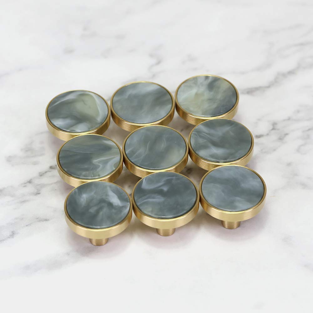 Evergd Ink Green 27Mm Pure Copper Handle Shell Brass Gold Wardrobe Kitchen Cabinet Door Knobs Drawer Cupboard Hardware Pull Handle Clothes Coat Hook Modern Simple (9, )