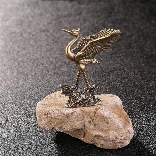 2 Piezas Estatuas de Grulla de Latón Vintage miniatura 3