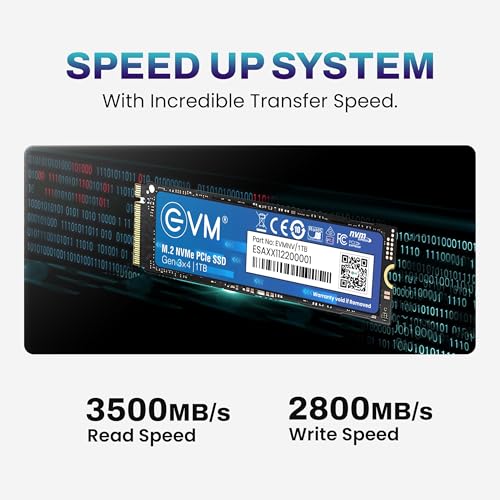 Image of EVM 1TB NVMe Gen 3x4 Internal SSD (2280) - Upto 3500MB /s Read & 2800MB /s Write | PCIe 3.0 M.2 Solid State Drive for Gaming, Laptops & Desktops | Shock Resistant & 5-Year Warranty (EVMNV /1TB)