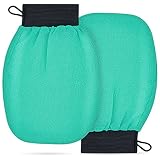 Sibba 2 Pieces Exfoliating Mitt Natural Viscose Korean Deep Body Scrub Exfoliating Glove Bath Shower
