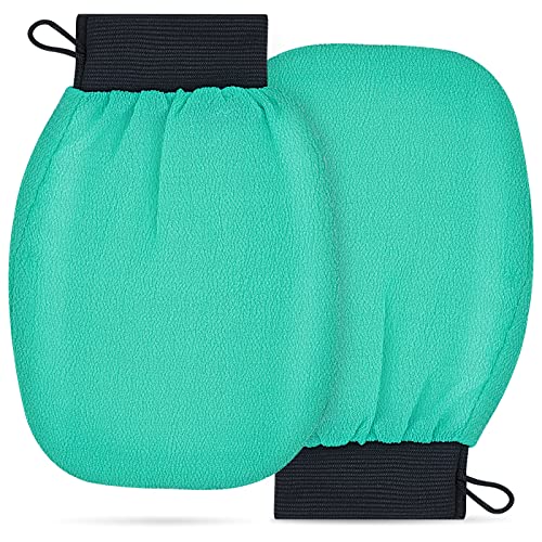 Sibba 2 Pieces Exfoliating Mitt Natural Viscose Korean Deep Body Scrub Exfoliating Glove Bath Shower Washcloth Removes Dead Skin Loofahs Sponges Fake Tan Remover #TOP6