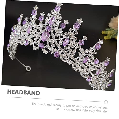 HONMEET Coroa De Cristal Roxo Capacete De Casamento Coroas Tiara Para Noiva Pequena Tiara Traje Medi