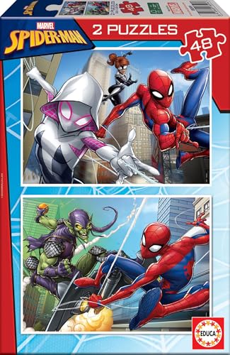 Educa - Puzzle Enfant 2x48 Pièces Marvel Spider-Man, Coffret Super-Héros