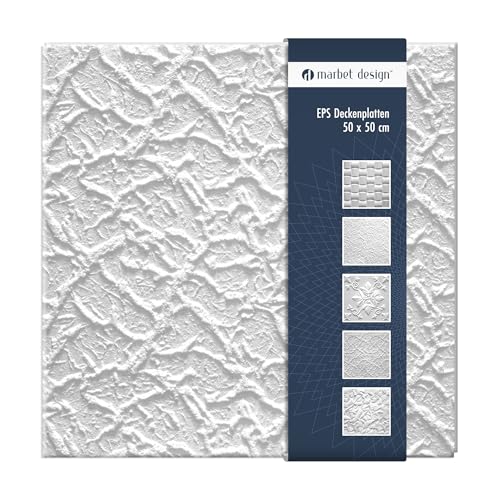 Pannelli da soffitto in polistirolo espanso (EPS), leggeri e robusti, dal design moderno (formato risparmio, Bryza, bianco, da 2 mq, 50 x 50 cm)