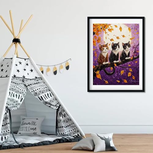 Peinture par Numéro Lune Chat pour une Décoration Maison Cosy