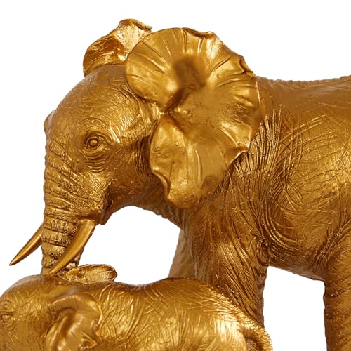 Estatua Decorativa Elefante Polystone Dorado 6 x 10 x 7 pulg miniatura 4