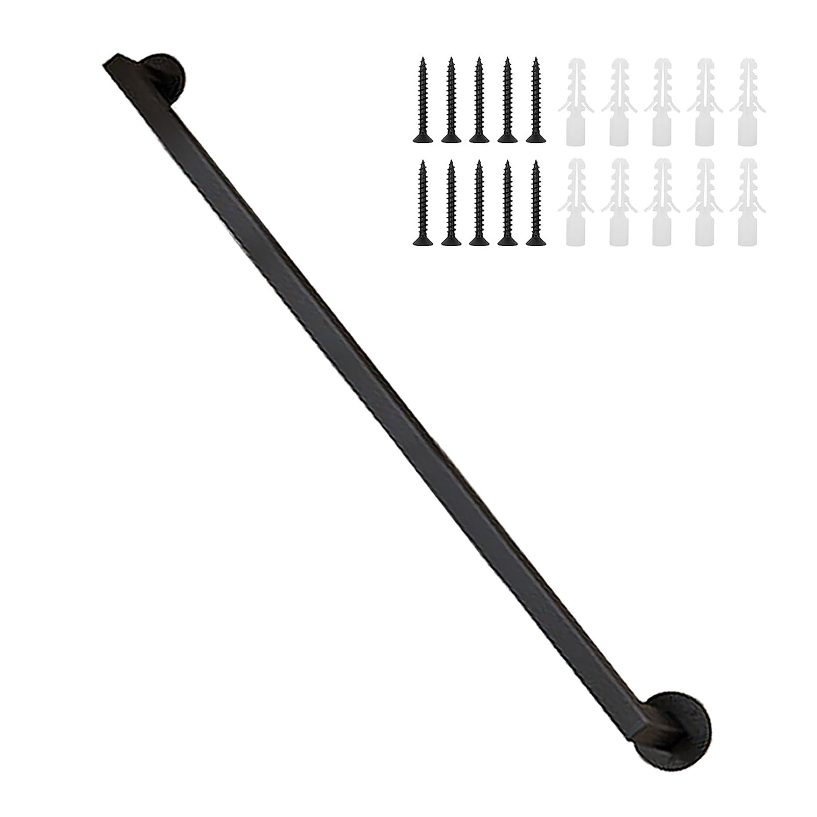 Industrielle Treppenhandstange für Innen- oder Außentreppen, 180 cm, mit Wandhalterungen und Metallschrauben, Schwarz