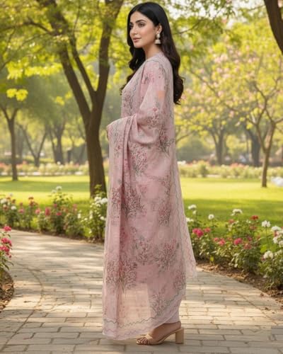 Image of KTI Women Floral Printed Cotton Suit for Women Unstitched - 2.5m Ethnic Salwar Suit Dress Material